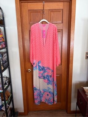 NWT Lilly Pulitzer Frey Coverup Coral Spritz Beach Bungalow Engineered Sz M